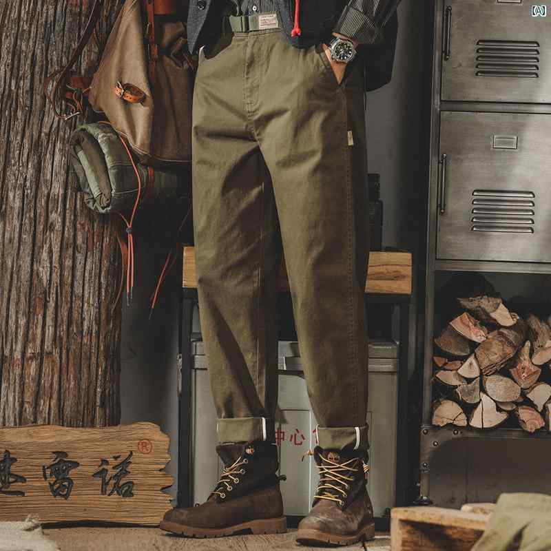 メンズ　ファッショオン　オシャレ　カジュアル　男性 ジェイ レノ アメリカン レトロ クラシック クリーン シンプル パンツ 春 テーパード ストレート カーゴ