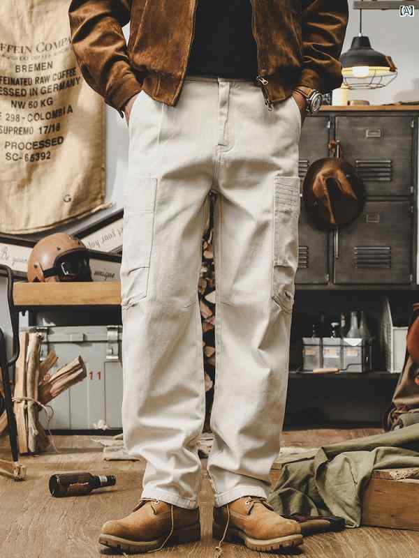 メンズ　カジュアル　男性　オシャレ アメリカ ヘビー級 レトロ ワークウェア パンツ 秋新 パンツ ストレート レッグ カジュアル