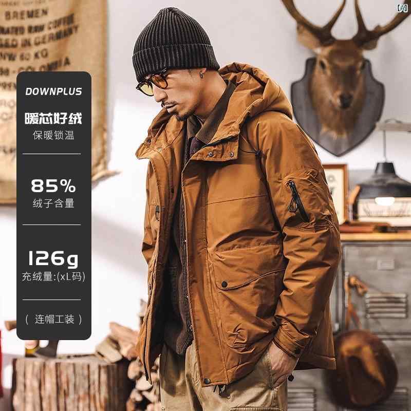 メンズ　男性　ファッション　コーデ　オシャレ　海外風 標準 85 ダック ダウン 冬 フード付き ジャケット 男性用 アウトドア 機能的 ワークウェア メンズ パイ 16,253円