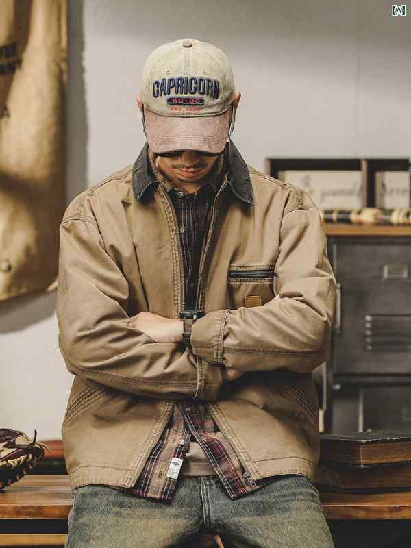 メンズ　ファッショオン　オシャレ　カジュアル　男性 ヘビー ジャケット コート 春秋 アメカジ レトロ ワークウェア 春