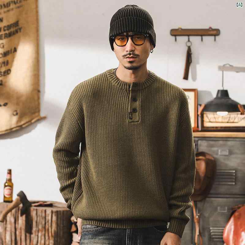 メンズ　カジュアル　男性　オシャレ 秋　冬 男性用 アメリカン ヘビーウェイト レトロ セーター シンプル 厚手 ジャケット ニット