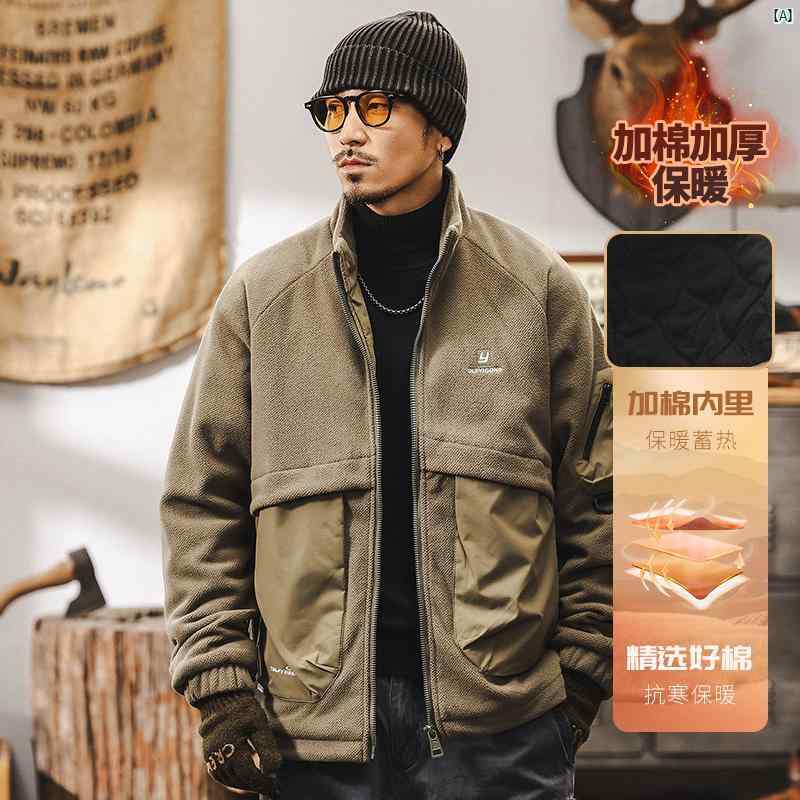 メンズ　男性　ファッション　コーデ　オシャレ　海外風 アメリカン レトロ フリースジャケット メンズ 冬 厚手 コットンコート コットンジャケット 防寒 暖かい ジャケットコットン コート 10,934円