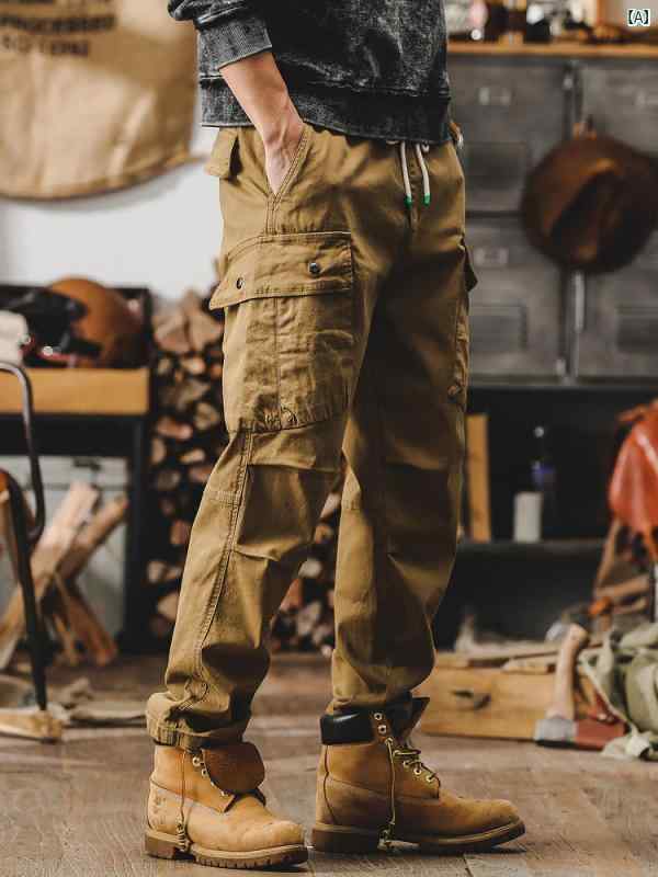 メンズ　ファッショオン　オシャレ　カジュアル　男性 アメリカン ヘビーウェイト レトロ オーバー オール ストレート スプリング パンツ タフ 狩猟 制服 戦術的 男性