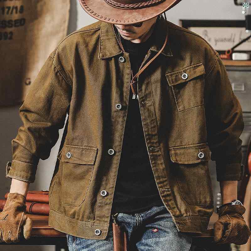 メンズ　男性　ファッション　コーデ　オシャレ　海外風 ジェイ レノ デニムジャケット メンズ 春秋 コットン アメリカン ヘビーウェイト レトロ ワークジャケット