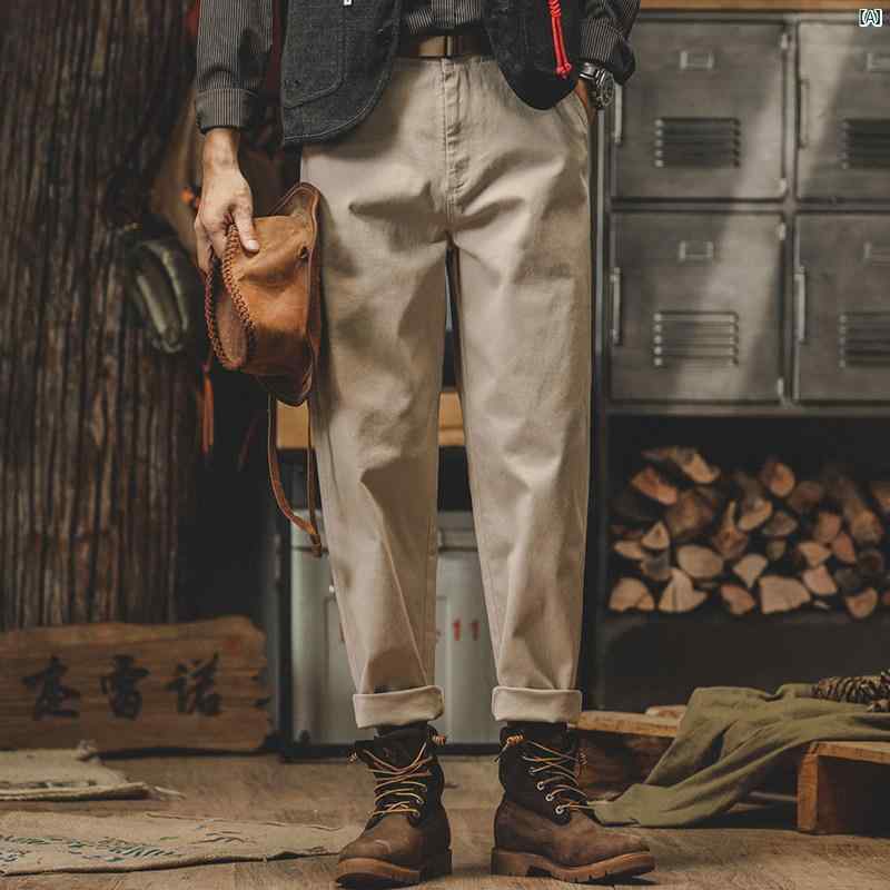 メンズ　ファッショオン　オシャレ　カジュアル　男性 アメリカン レトロ シンプル ワークパンツ 春 パンツ 秋 ストレート