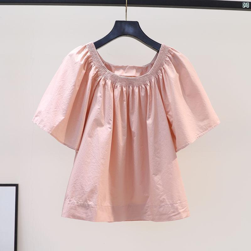 レディース ファッション コーデ 春 秋 ベビー ドール シャツ レディース 夏 フランス ユニーク 小柄 若々しい ラウンドネック トップ 韓国 ホワイト