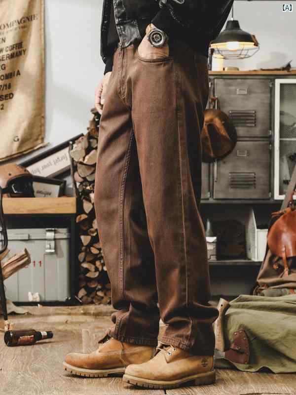 メンズ　カジュアル　男性　オシャレ 男性用 アメリカン レトロ メイラード ジーンズ 秋 ストレート レッグ Assute カジュアル ワークウェア パンツ 7,691円