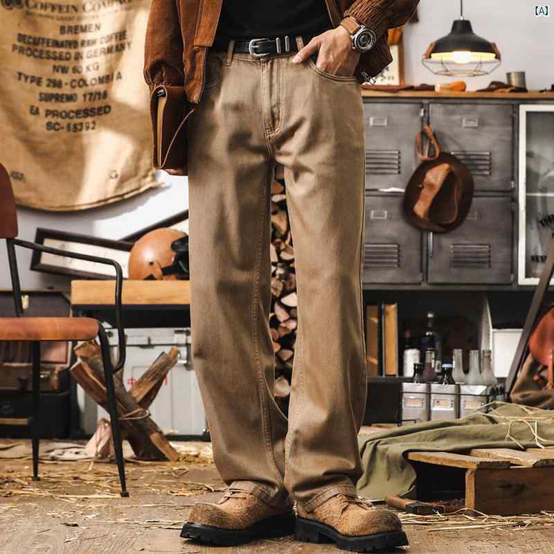 メンズ　カジュアル　男性　オシャレ アメリカン クラシック レトロ ジーンズ 男性用 秋 新 ストレート Assute 染め カジュアル パンツ