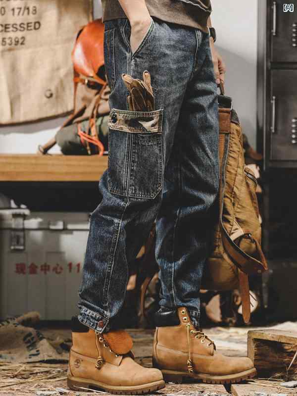 メンズ 心地よい 成人男性 オシャレ アメリカン 古典派音楽 ストーンウォッシュ デニム 引っ切りない レッグ 秋 心地よい マルチ 隠し 大層らしい 櫂