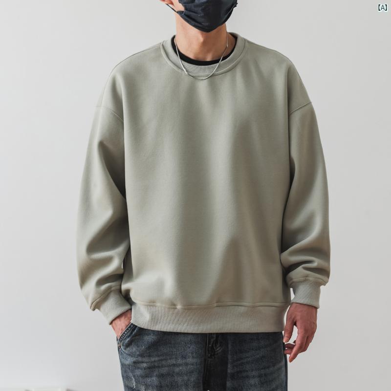 メンズ　コーデ　ファッション　春　秋　夏 春秋 男性用 厚手 クルーネックスウェットシャツ アメリカン レトロ 長袖 コート プルオーバー 無地 フード レス トップ