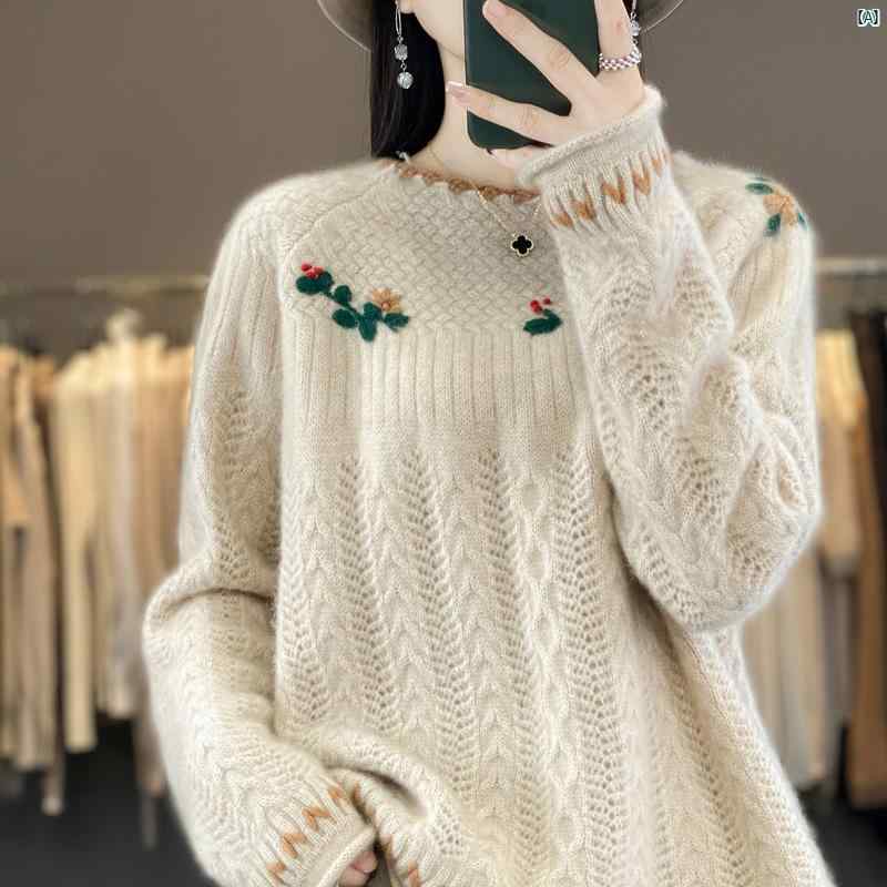 レディース 流行り物 コーデ 春 夏 秋 小物 レディース 丸丸と太った かぎ 編み スウェーター 朦々たる たり 秋冬 羊毛
