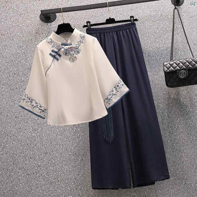 レディース　ファッション　コーデ　レディース　正装 唐服 チャイナ ドレス 漢服 パンツ フットバス ホテル ヘルスマッサージ 漢方 ヘッド セラピー 耳 かき 作業着 夏