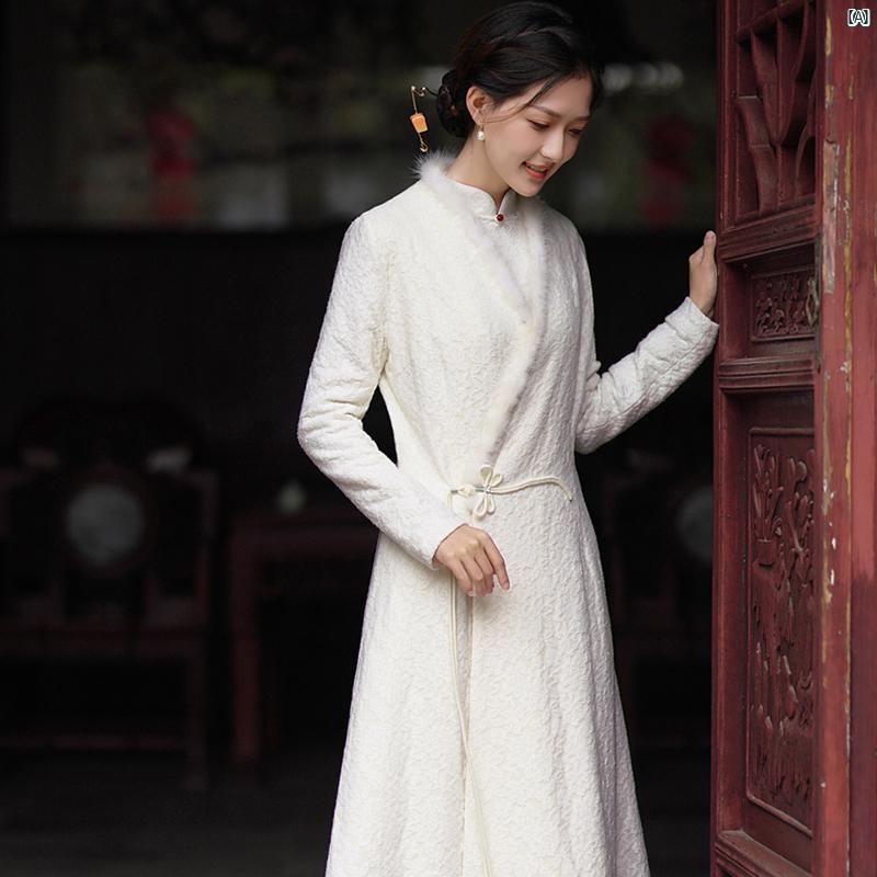レディース 流行り物 コーデ 春 夏 秋 Jieqianyue 秋冬 思いいれる レディース 獣の皮 襟 茶師服 朦々たる 上衣 編み物 ジャカード 韓服 お召しもの