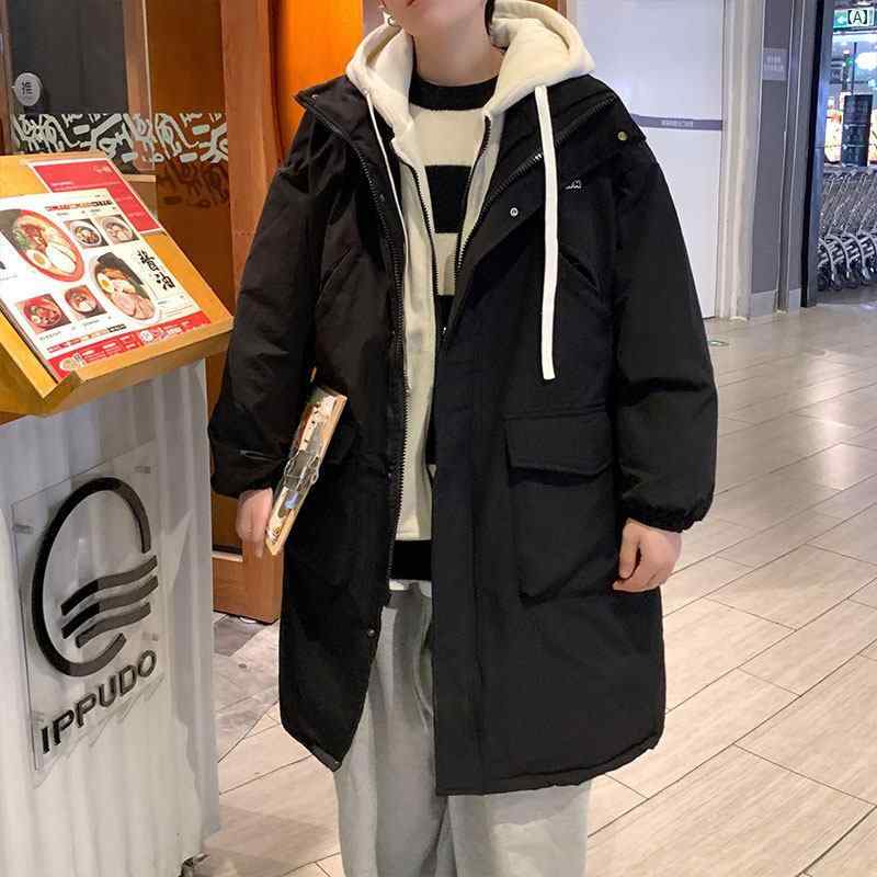 メンズ ファッション 韓国ファッション オシャレ 韓国 男子 ミドル丈 コットン パッド入り ジャケット 冬 ベルベット 厚手 パッド フェイク 2点 ファッション