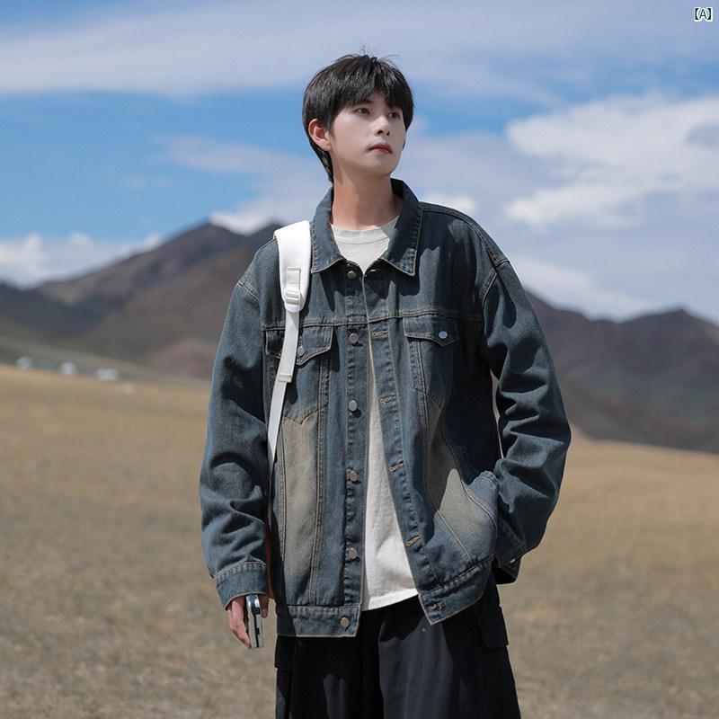 メンズ ファッション 韓国ファッション オシャレ 韓国 マテオ ブラックデニムジャケット メンズ 春秋 デニム 服 ジャケット