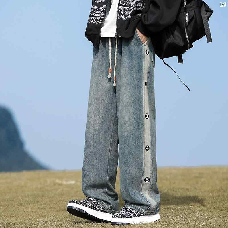 メンズ ファッション 韓国ファッション オシャレ 韓国 Mai Teyou レトロ ウォッシュ ジーンズ メンズ 春秋　冬 ストレート カジュアル ロング パンツ