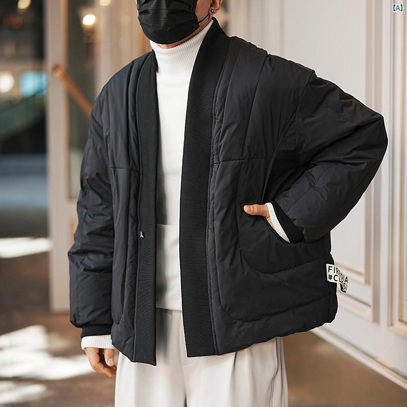 メンズ 流行り物 オシャレ 心地よい 成人男性 中華風 ソリッドカラー スプライシング 朦々たる 道教 衣装 落ちこむ 上衣 メンズ 冬 分かりやすい