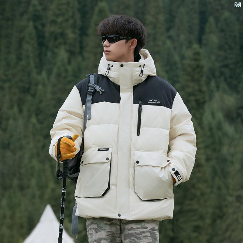 メンズ 流行り物 韓国流行り物 オシャレ 韓国 アウトドア 山登り 遊撃手 細工物御召しもの 落ち込む 上衣 メンズ 冬 ボンネット付き添い人 メンズ上衣