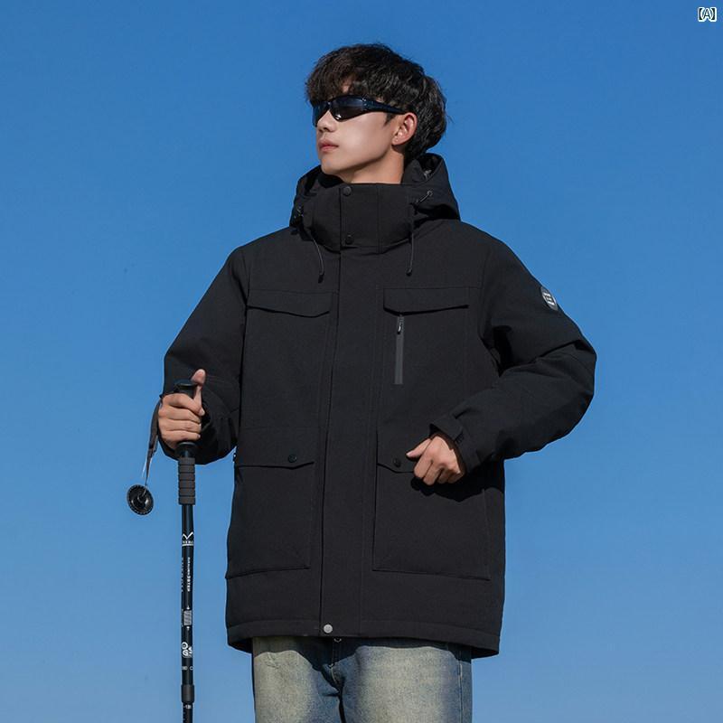 メンズ 流行り物 韓国流行り物 オシャレ 韓国 グース 落ちこむ 上衣 メンズ 冬 3 校正刷り アウトドア 生あたたかい 耐寒性 雨合羽 スキーの板お召しもの 厚地の外套 櫂