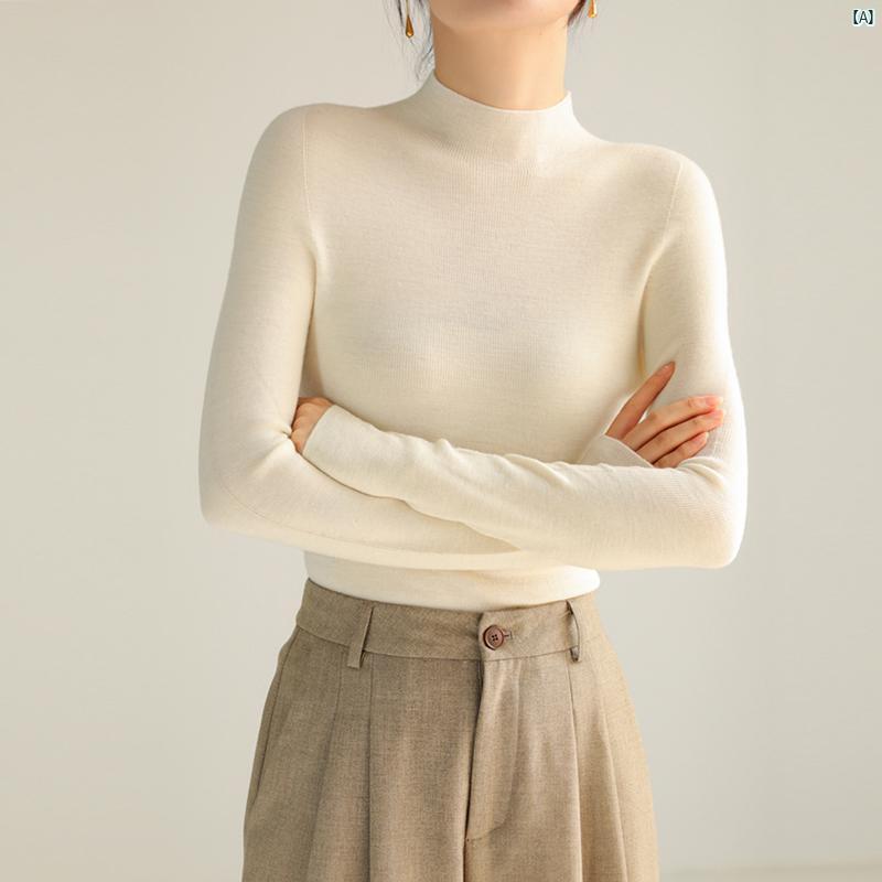 レディース　ファッション　レディース　オシャレ　コーデ　春　秋　夏 長江 糸 シームレス ワンピース ハーフ タートルネック カーディガン レディース 秋冬 スリムフィット インナー ニット ベース セーター グレー トップ