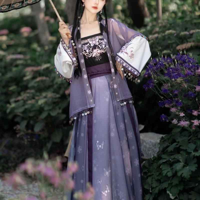 漢服 レディース 女性用 女性 婦人服 宋制 改良型 日常着 刺繍 巻きスカート 一片式 ?腰 ロングスカート 3点セット シフォン 再生繊維 軽い 涼しい 通気性 しなやか 伝統衣装 コスプレ 舞台衣装 撮影用 パーティー イベント カジュアル 普段使｜プライムズ商店