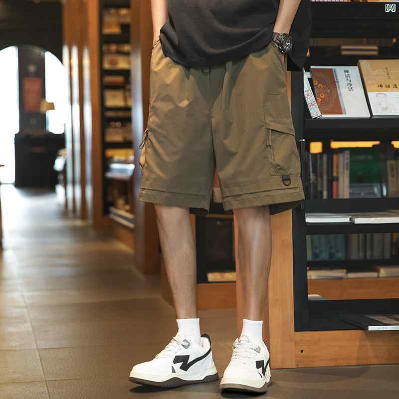 メンズ ファッション 韓国ファッション オシャレ 韓国 アイス オキシジェン 40 カーゴ ショーツ メンズ 夏 薄手たり 和風 冷感 スポーツ ミドル パンツ