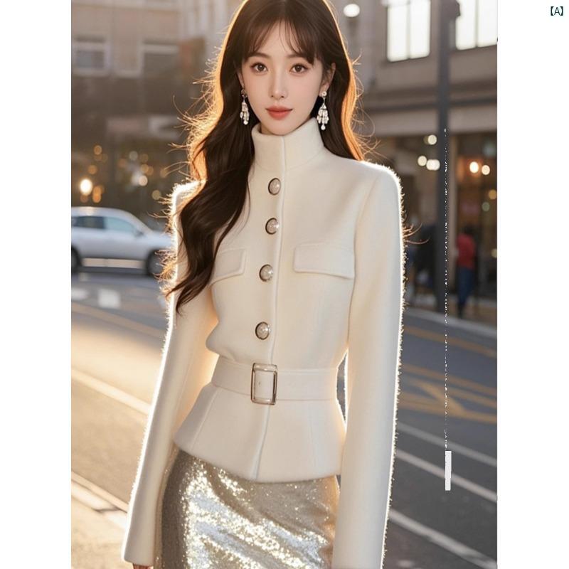 レディース　ファッション　コーデ　春　夏　秋 レディース　ファッション　 冬 ハイエンド 小柄 香り 良い レディース ショート トップ ユニーク 非常 見栄え ウエスト 締める ホワイト ジャケット