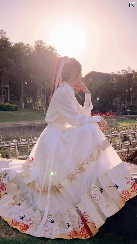 レディース　ファッション　コーデ　春　夏　秋 新 中華風 漢服 花柄 ダーク パターン 糸 プリーツ 織 金 スカート シャツ 2点 スーツ