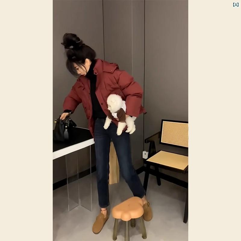 レディース 流行り物 コーデ 春 夏 秋 今 冬服 ハイエンド 遊撃手 打ち倒す 上衣 赤いこと 綿織物上衣 レディース 冬 コート・ジャケット-レディースファッション