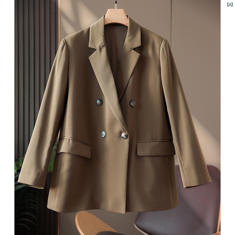 レディース　ファッション　コーデ　春　夏　秋 島国 絶品 すい 質感 カジュアル ソリッドカラー レディース ダブルブレスト ブレザー
