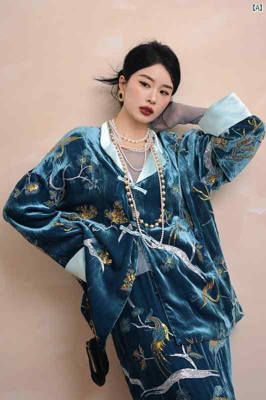 レディース 流行り物 レディース オシャレ コーデ 春 秋 冬 dangdangJin Song Yun ヘリウム 丸丸と太った ビーズ 鉄 科学技術 中華風 天鵞絨 上衣 スコート