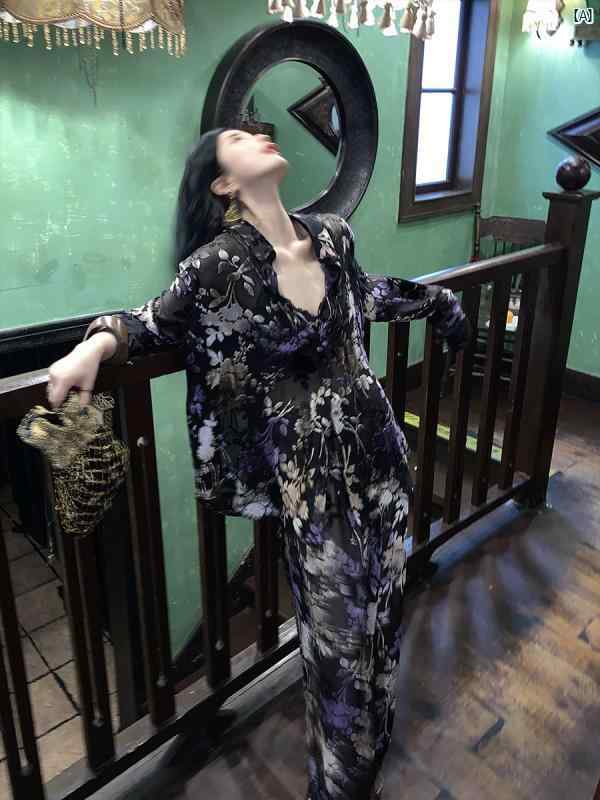 レディース　ファッション　レディース　オシャレ　コーデ　春　秋　冬 dangdang 咲く 花 バーント フラワーシャツ カジュアル ワイド レッグ パンツ スーツ レディース 夏用