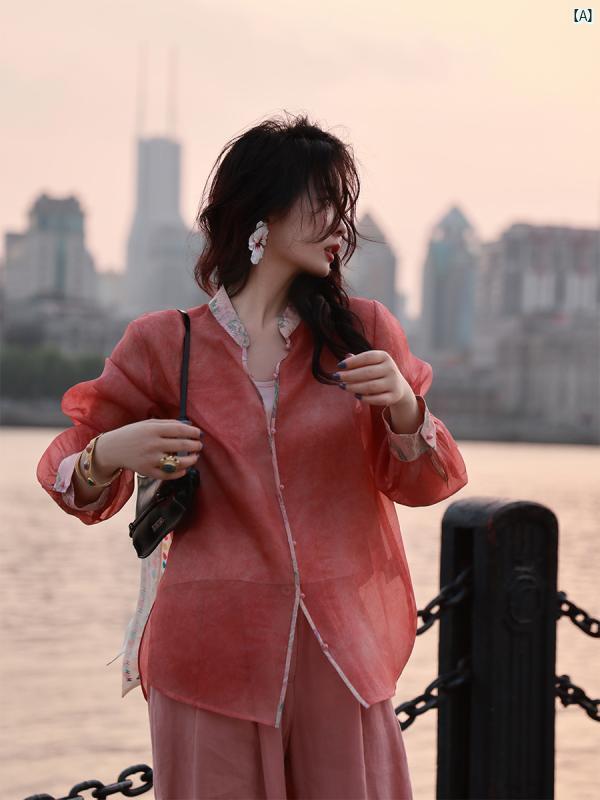 レディース　ファッション　レディース　オシャレ　コーデ　春　秋　冬 dangdang SomesPink Lady ピンク トップ 薄手 シャツ