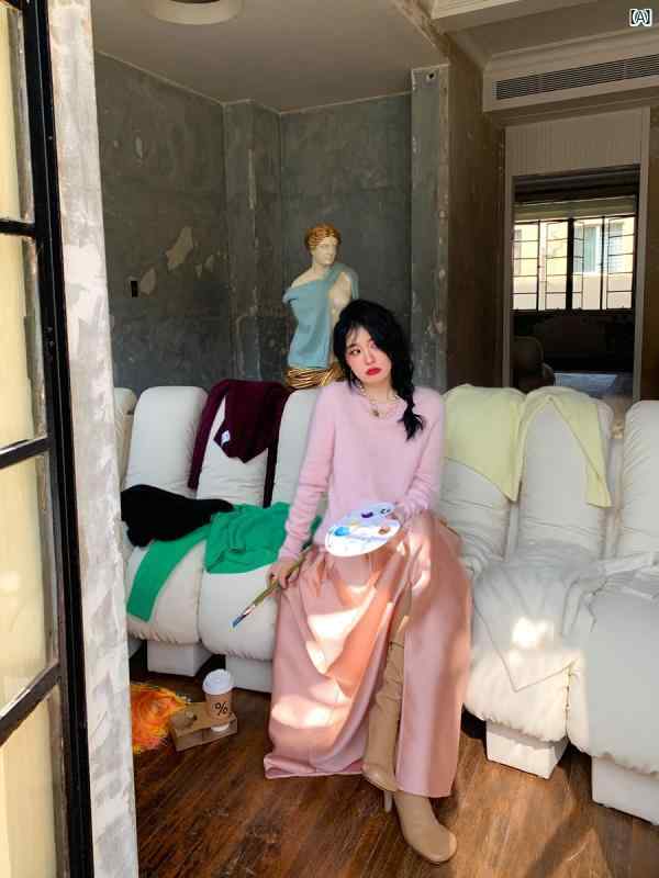 レディース 流行り物 レディース オシャレ コーデ 春 秋 冬 dangdang 調色板 ひっ 返す 100 スウェーター 冬 ラウンドネックプルオーバー いの一番