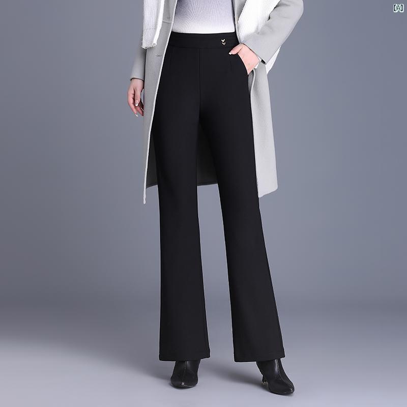 レディース　ファッション　コーデ　春　夏　秋 フレアパンツ ハイウエスト スリム レディース 秋冬 ベルベット パンツ ママ カジュアル 厚手 ブーツ カット
