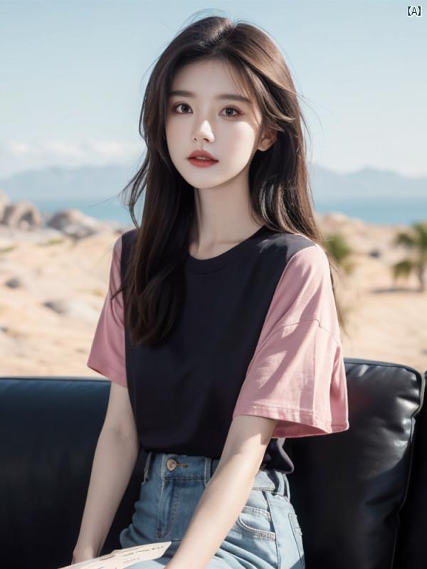 韓国 分かりやすい 色 綿織物 ラウンド素っ首 半袖 t プルオーバー レディース 夏 心地好い  とっ始め