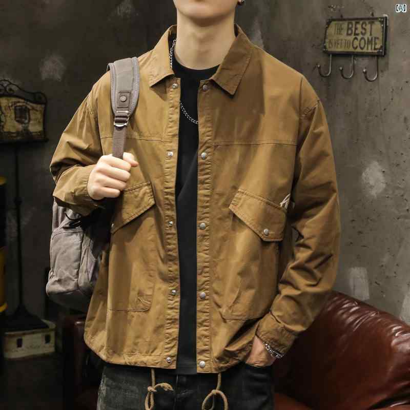 メンズ　ファッショオン　オシャレ　カジュアル　男性 シャツ ジャケット 春秋 ワークジャケット アメリカン レトロ 長袖 トップス