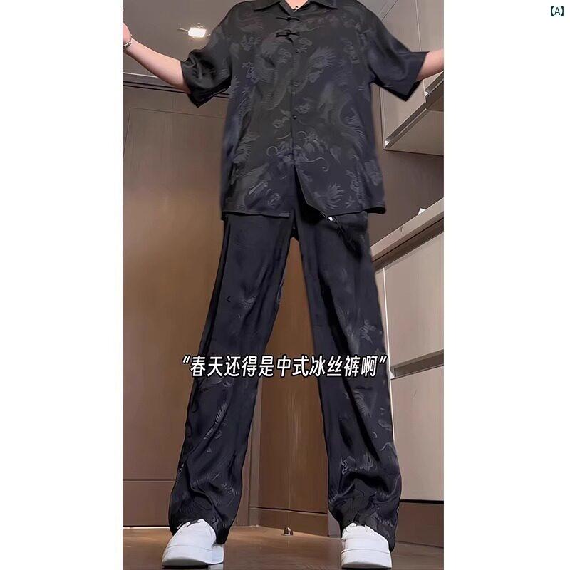 GOOMIL LEE 新 中華風 半袖 プルオーバー 背広 メンズ 夏 冷感 たり 大層らしい大きさ 2点書き割り