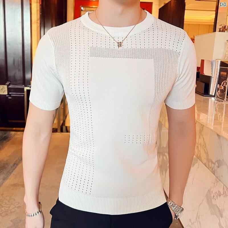 GOOMIL LEE ハイエンド 冷感 ニット 半袖 Tシャツ メンズ 夏 大きいサイズ 薄手 通気性 シャツ 10,829円
