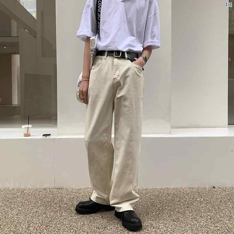 GOOMIL LEE アメリカ ドレープ 感 ワイド レッグ パンツ メンズ 春 韓国 快適 カジュアル ストレート