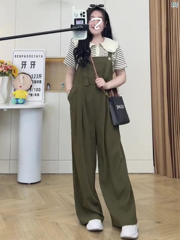 レディース　大きめ　ぽっちゃり　 大きいサイズ 小柄 ドレープ カジュアル ワイド レッグ オーバー オール 夏お 体型カバー スリム ハイウエスト ストレート パンツ
