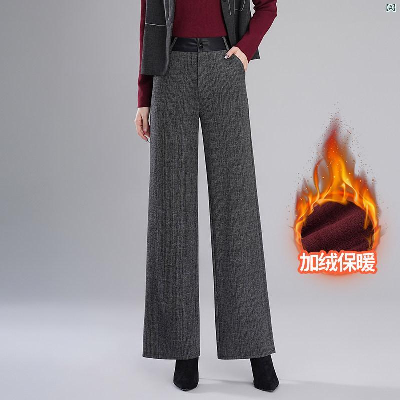 レディース レディース ファッション 上品　オシャレ　綺麗 ワイド レッグ パンツ 秋　冬 厚手 鄭 州 ズボン ストレート