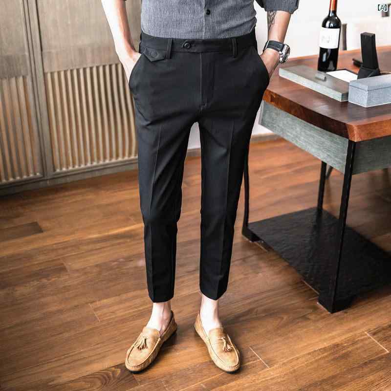 成人男性 オシャレ かっこいい 心地好い 烏兎 メンズ心地好い 九分丈 ズボン下 韓国 か細い パイント メンズ背広 裏起毛 商行為 メンズズボン下