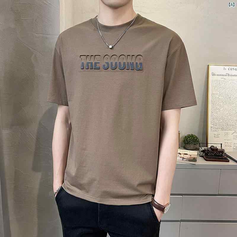 メンズ　ファッション　オシャレ　カジュアル　男性 夏 3 D スチール プリントコットン ラウンドネック 半袖 Tシャツ 男性用