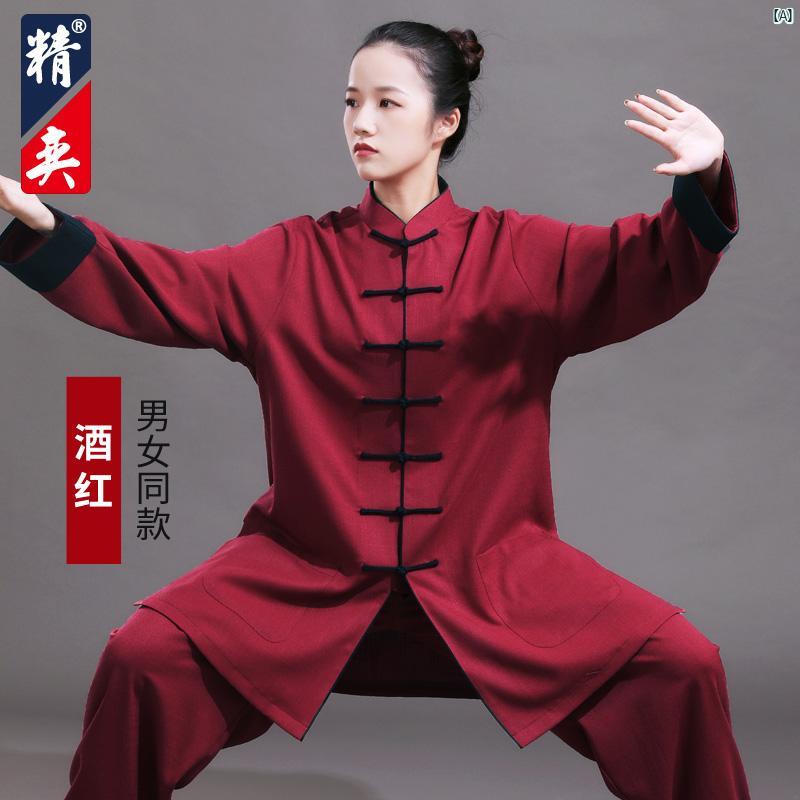 Jingyi 太極拳 背広 レディース 中華風  フリップ 捩り 唐 読み合わせる 成人男性 武道 服 年月