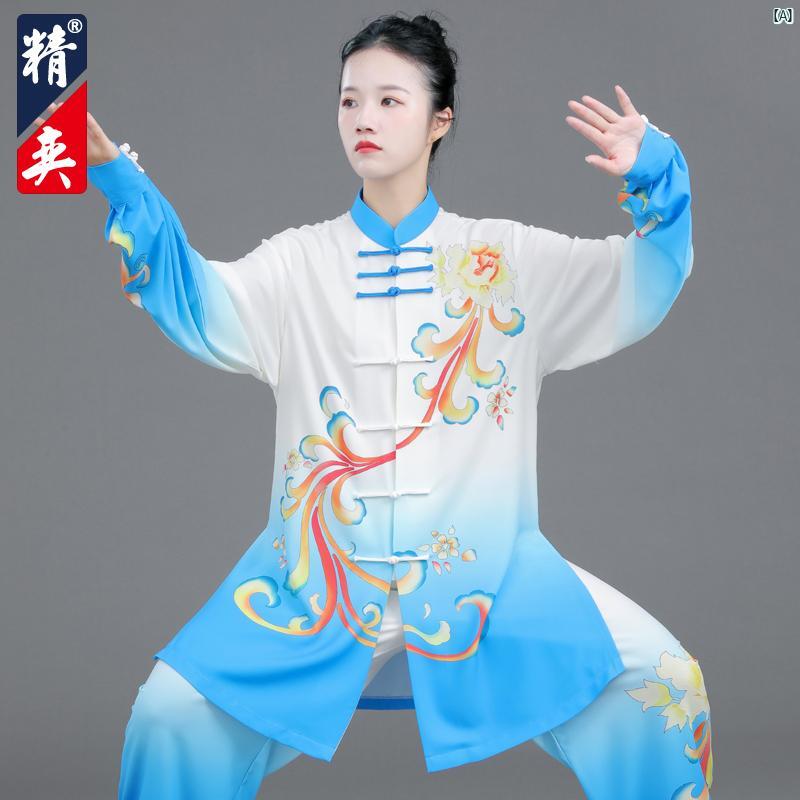 Jingyi 太極拳 背広 レディース パール 綿織物 グラデーション刷り上げる 読み合わせる 成人男性 武道 演奏 年月