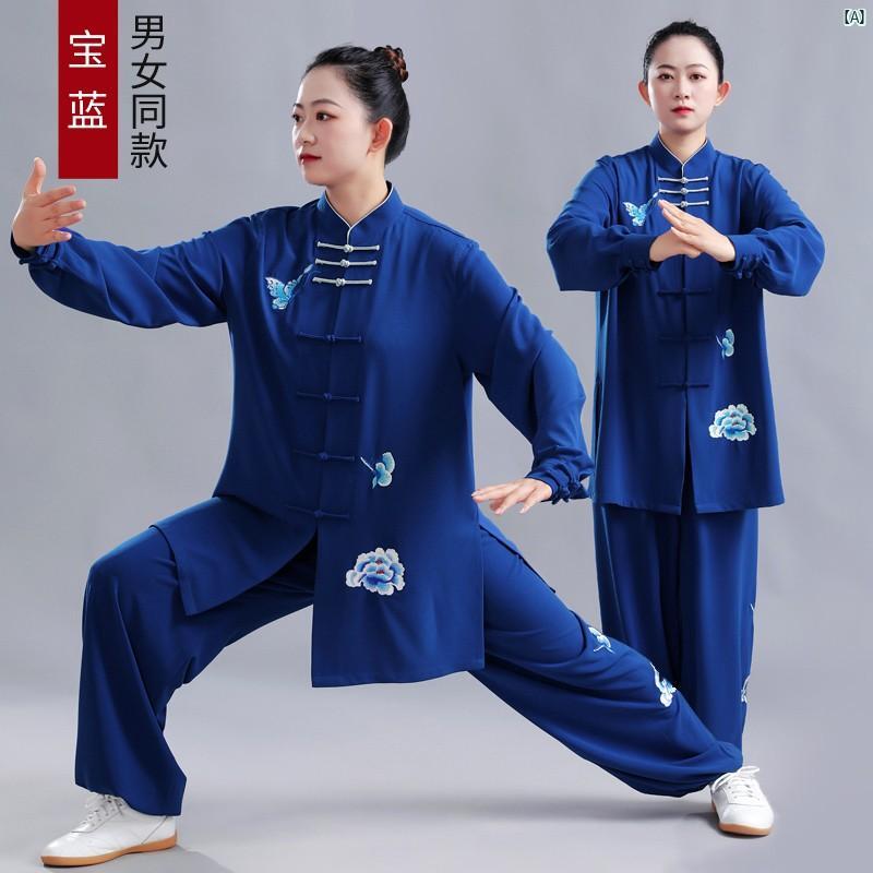 レディース 太極拳 背広 蝶 愛 花 刺しゅう 武道 服 成人男性用 形づくる 年月 演奏 Jingyi