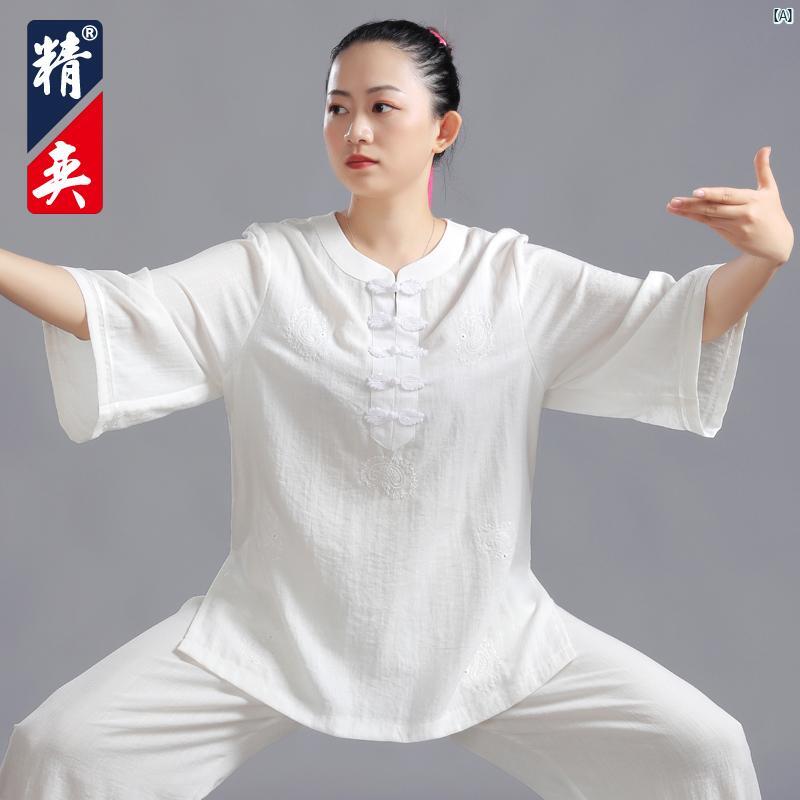 レディース 太極拳 背広 読み合わせる 半袖 武道 服 演奏 ミッド 捩り 春夏 Jingyi