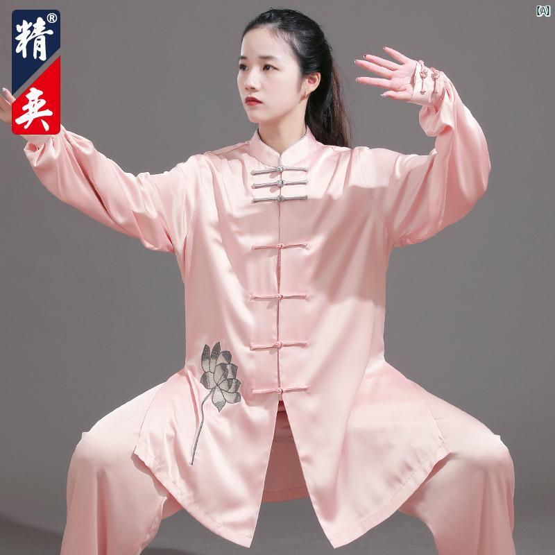 Jingyi 太極拳 服 レディース 中華風 刺しゅう 武道 メンズ 読み合わせる 演奏 春夏