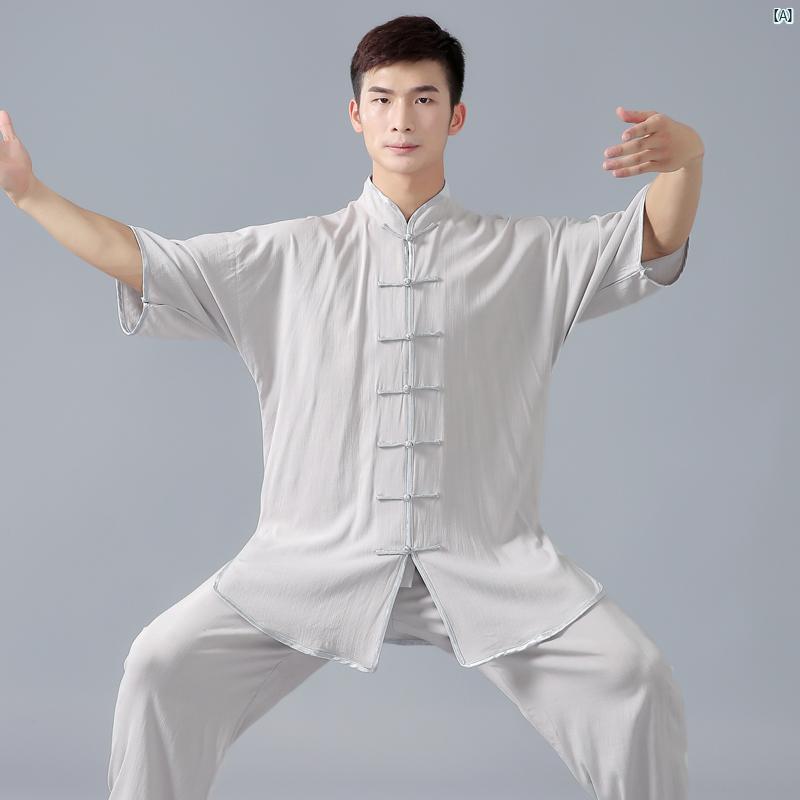 成人男性用 綿織物 麻 太極拳 背広 中国 式 読み合わせる レディース 半袖 御前上等 武道 春夏